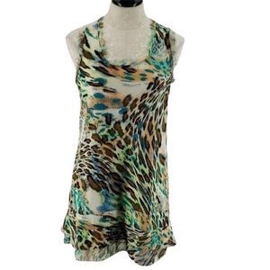 Maloom abstract animal print sleeveless‎ dress rave y2k